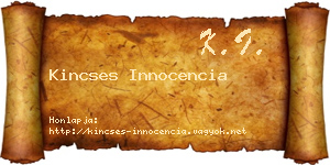 Kincses Innocencia névjegykártya